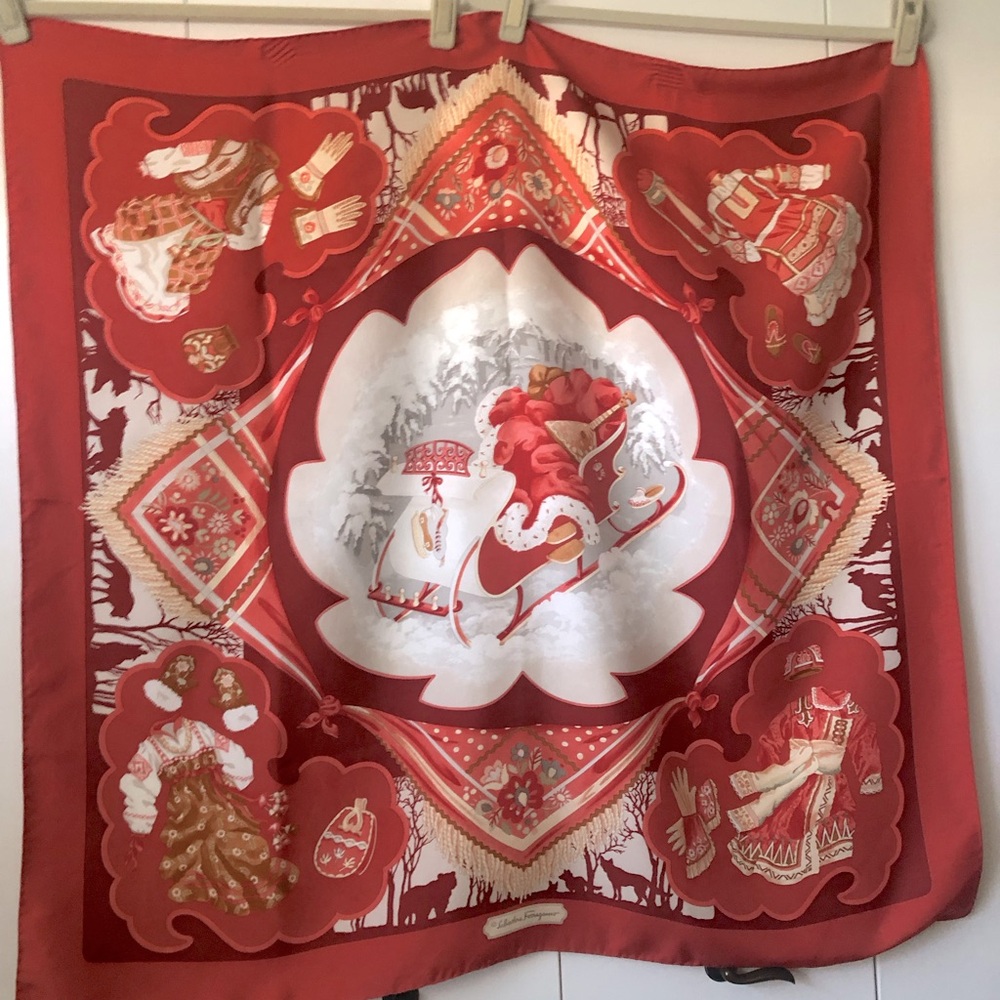 Salvatore Ferragamo Eastern European Design Silk Scarf